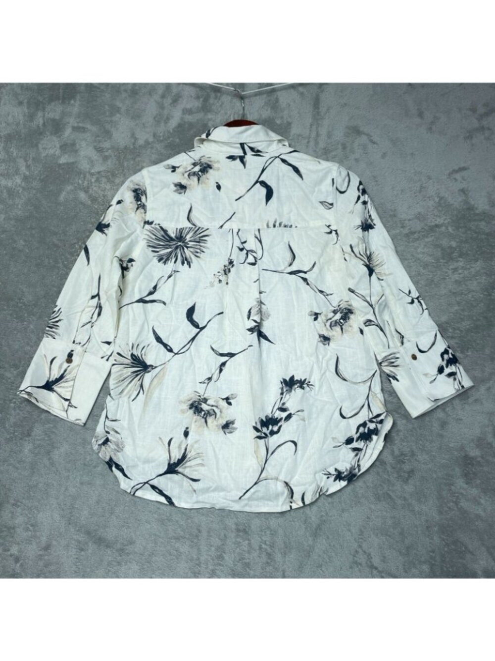 NWT Matty M Women's XS Linen Blend Floral Button-Down Shirt 3/4 Sleeve G2240 - Picture 4 of 11